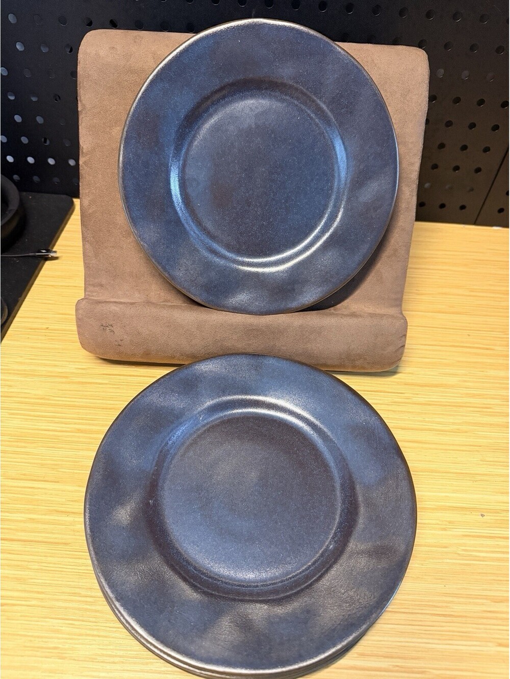 Crate & Barrel Design Stockholm House Shale 8 5/8" Blue Salad Plates - 4